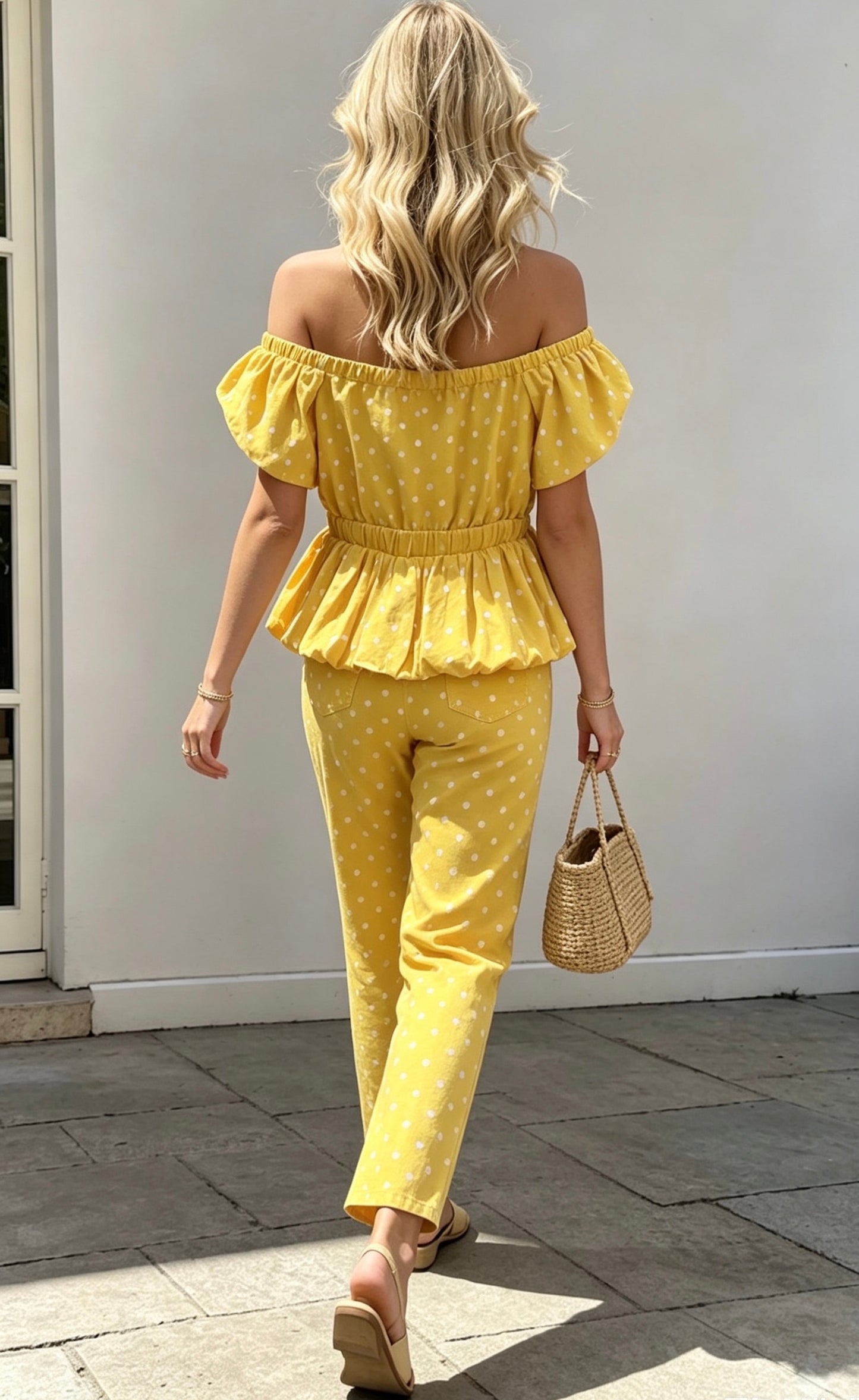 PANTALON COTON PETITS POIS LIDIE