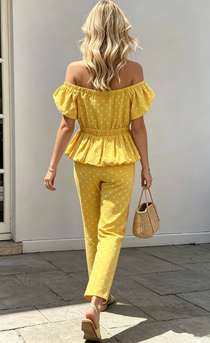 PANTALON COTON PETITS POIS LIDIE