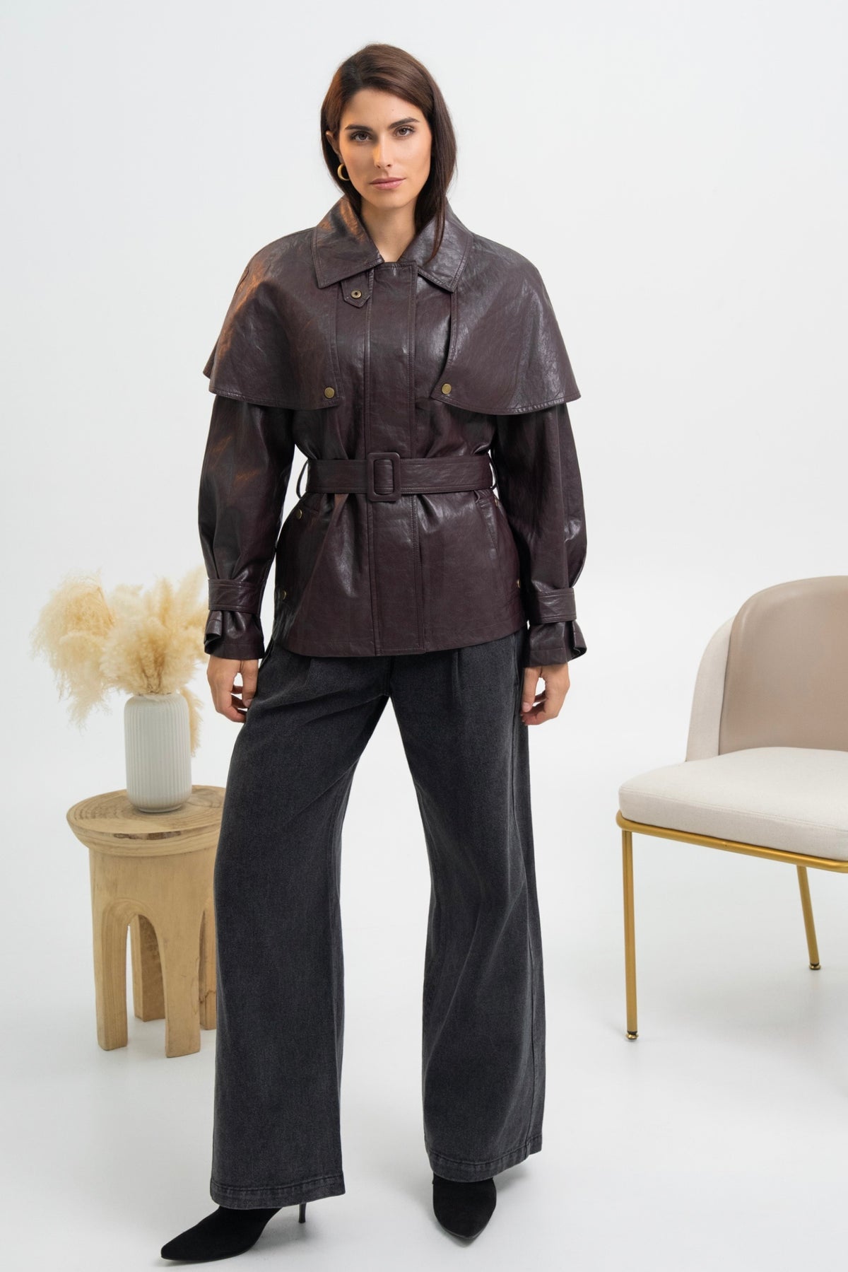 VESTE CAPE SIMILICUIR DIANA
