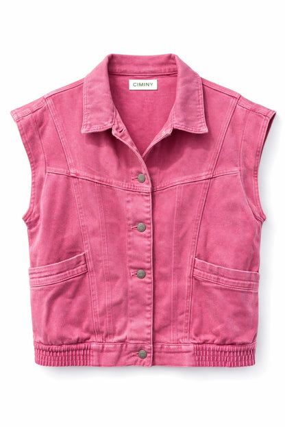 GILET DENIM COLORÉ CLARENCE