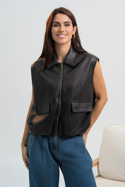 GILET SIMILICUIR ROMANE