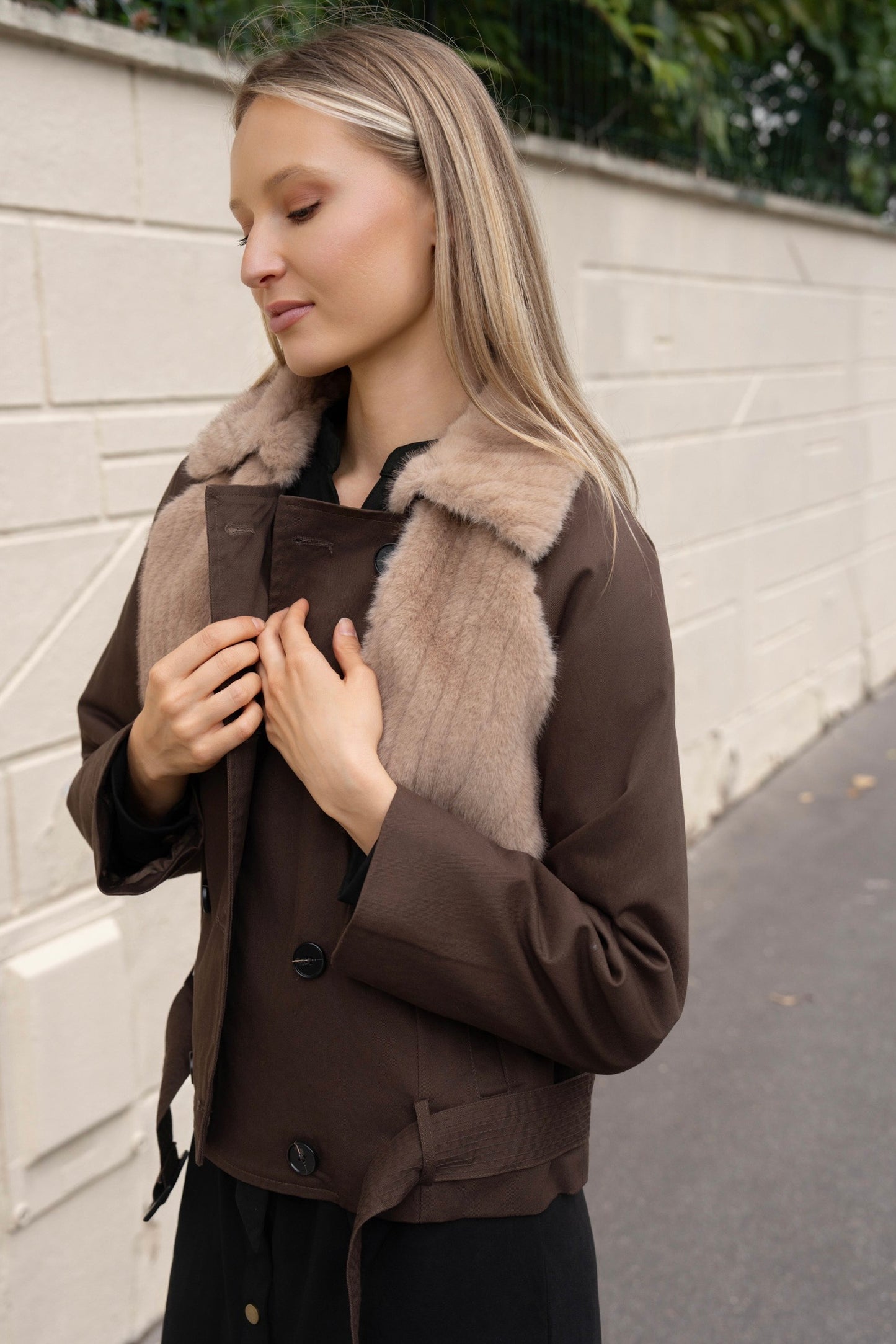 BLOUSON BI-MATIERE COTON FOURRÉ NAÏA