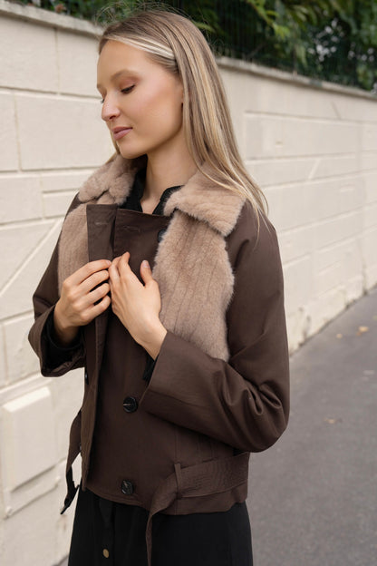 BLOUSON BI-MATIERE COTON FOURRÉ NAÏA