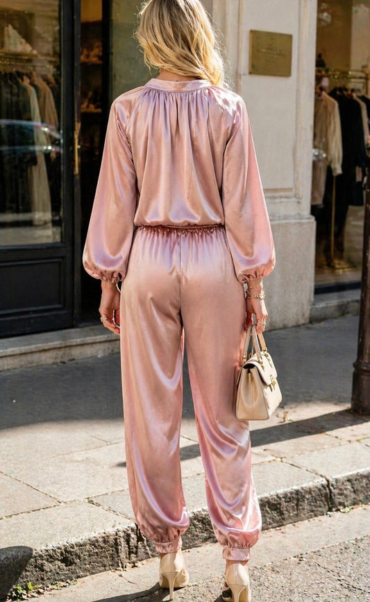 ENSEMBLE GILET PANTALON SATIN GIGI
