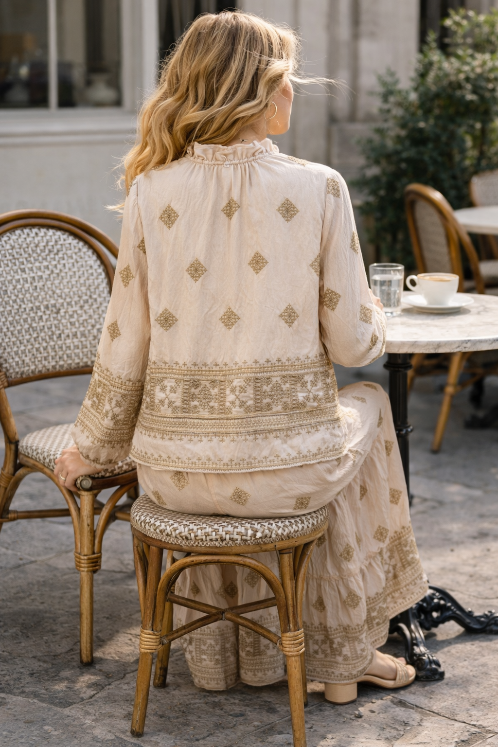 ENSEMBLE BLOUSE ET PANTALON BRODÉ LESLY