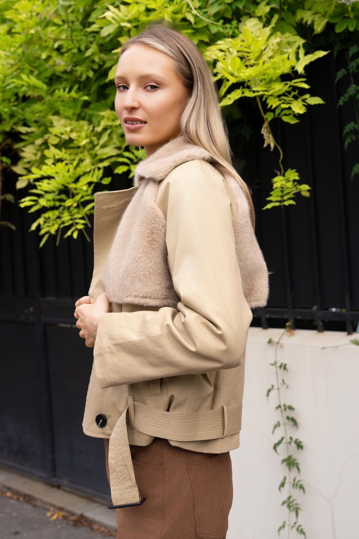 BLOUSON BI-MATIERE COTON FOURRÉ NAÏA