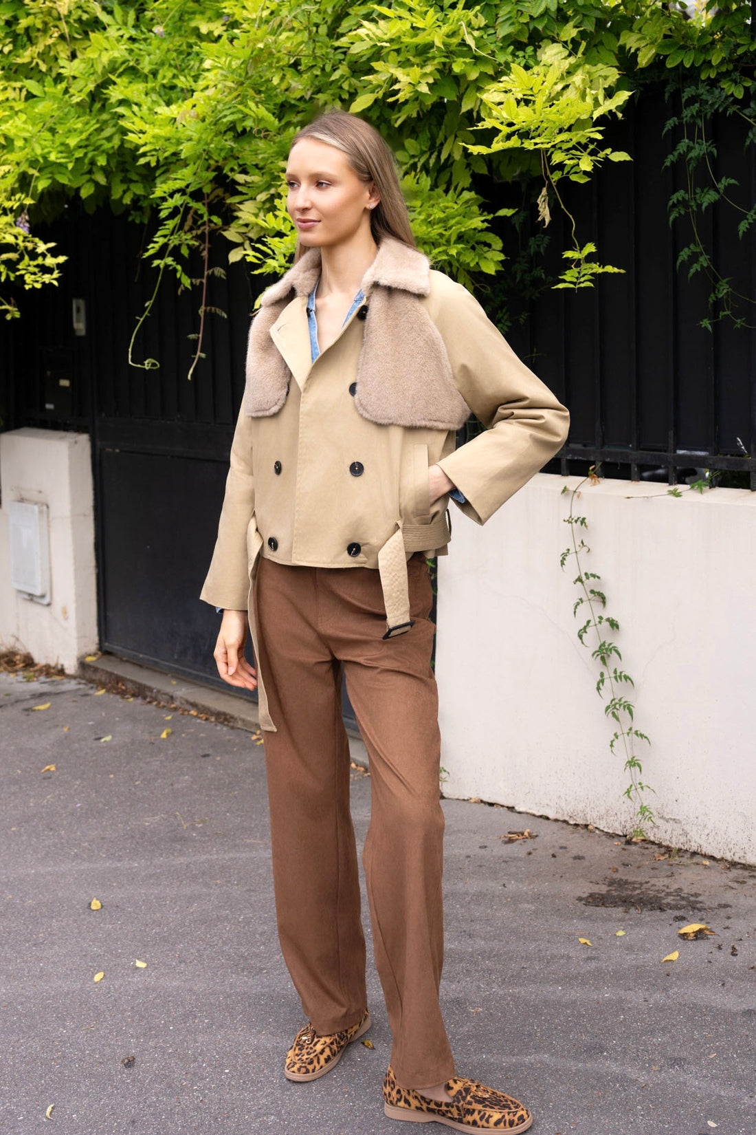 BLOUSON BI-MATIERE COTON FOURRÉ NAÏA
