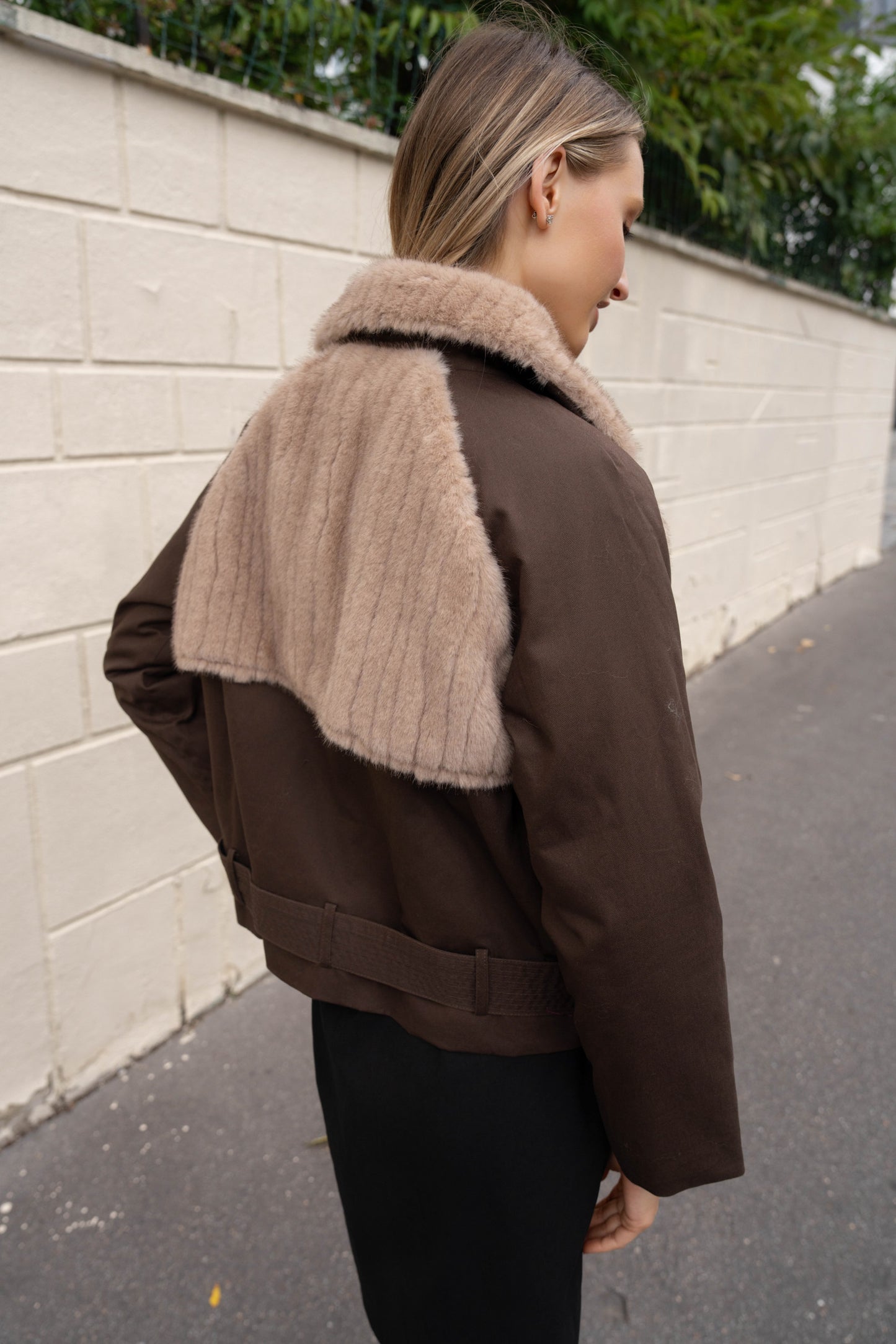 BLOUSON BI-MATIERE COTON FOURRÉ NAÏA