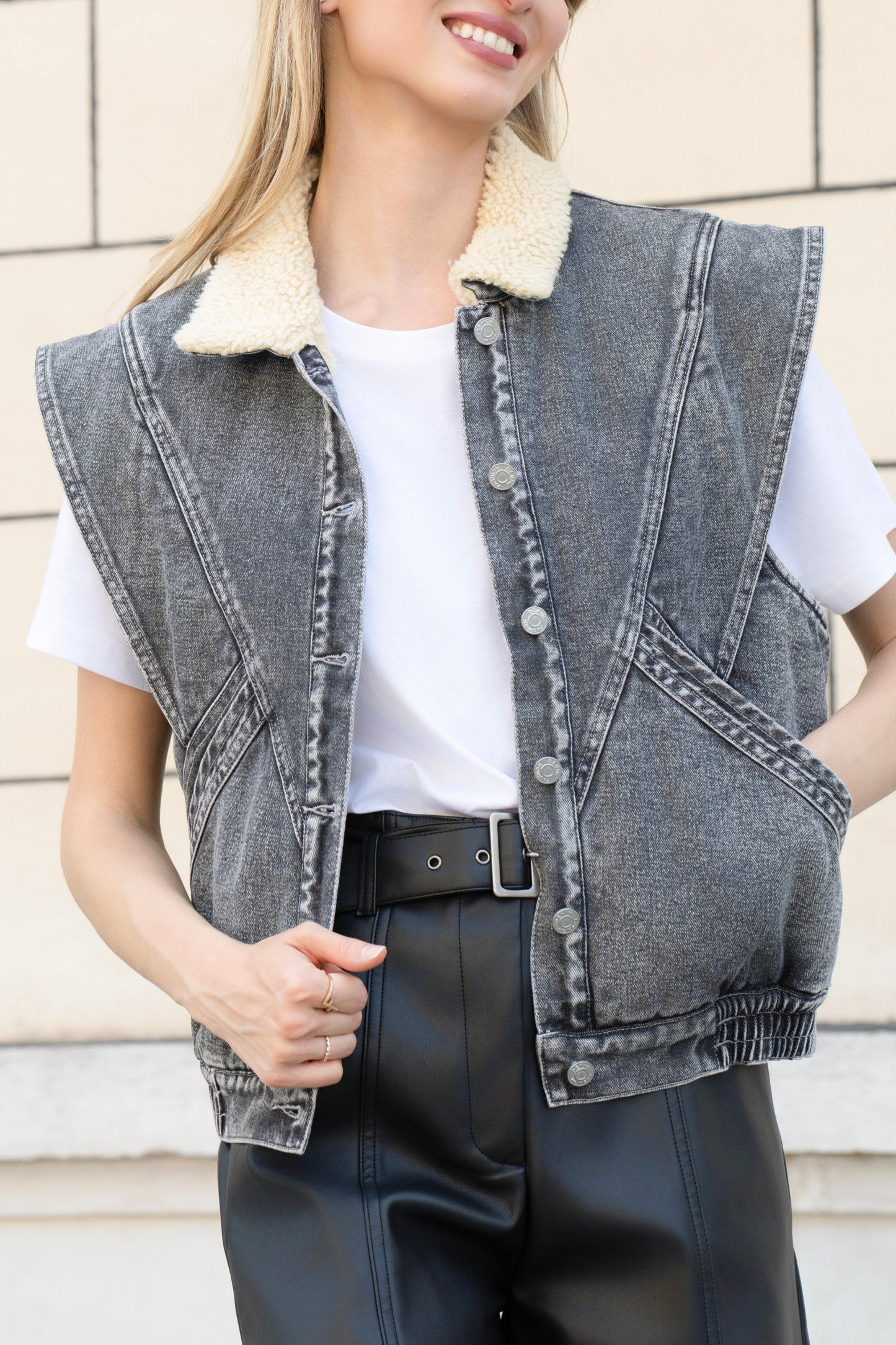 GILET DENIM/FOURRÉ ORIANE