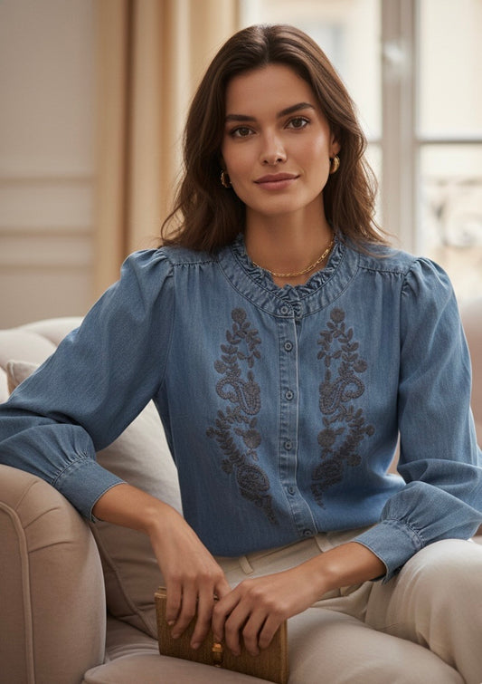 BLOUSE DENIM EGLANTINE - BLEU-JEANS