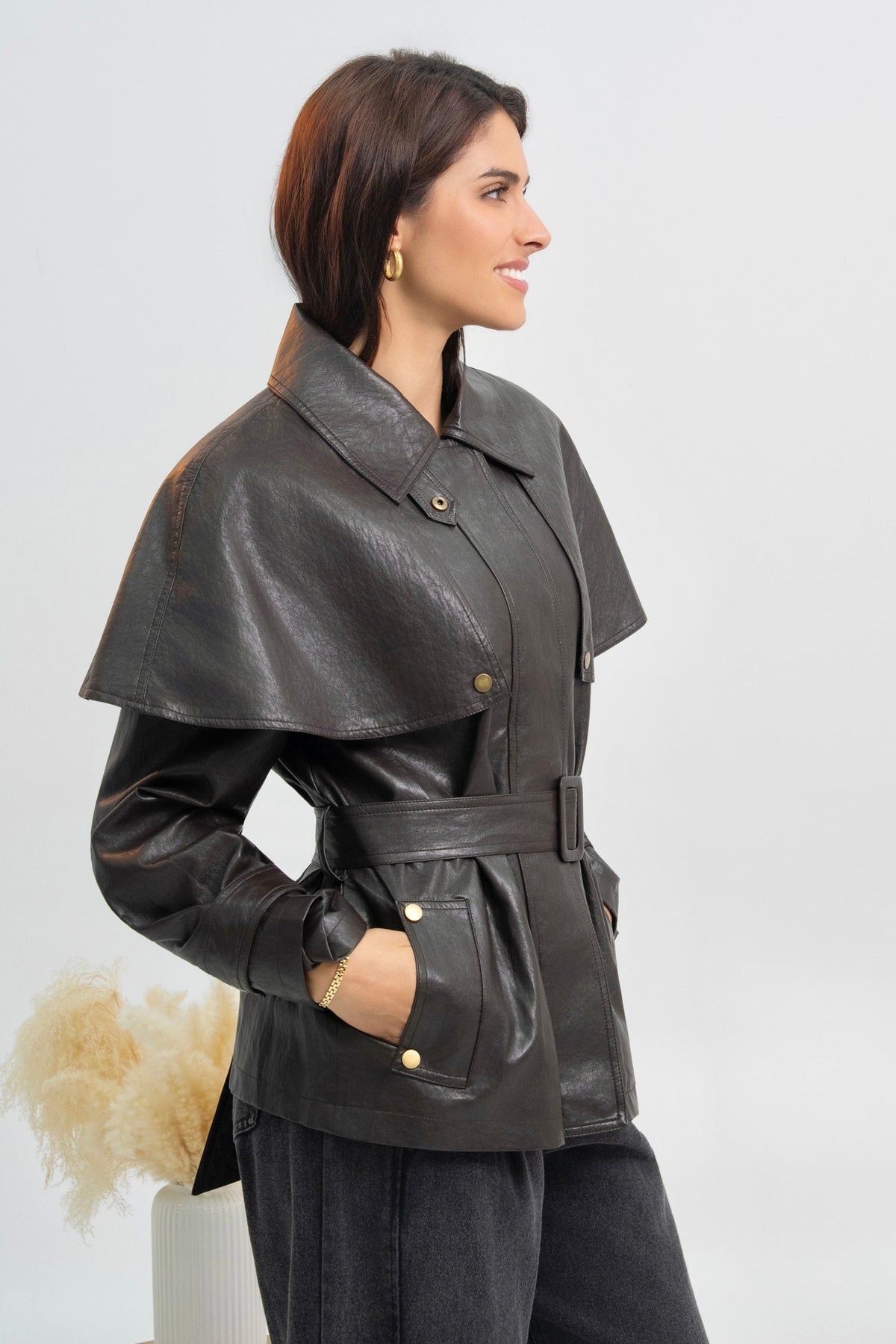 VESTE CAPE SIMILICUIR DIANA