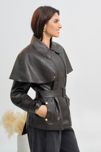 VESTE CAPE SIMILICUIR DIANA