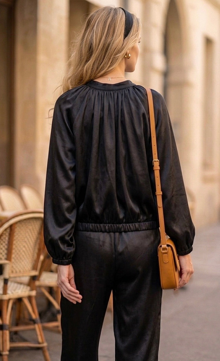 ENSEMBLE GILET PANTALON SATIN GIGI