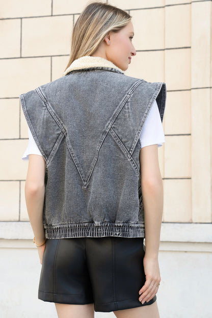 GILET DENIM/FOURRÉ ORIANE