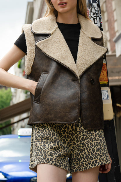 BLOUSON SIMILICUIR SANS MANCHES