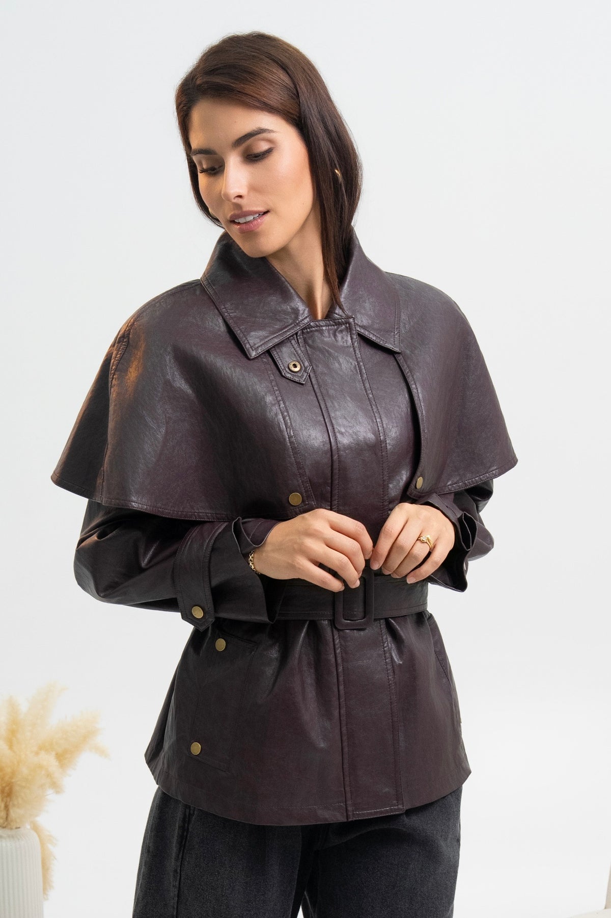 VESTE CAPE SIMILICUIR DIANA