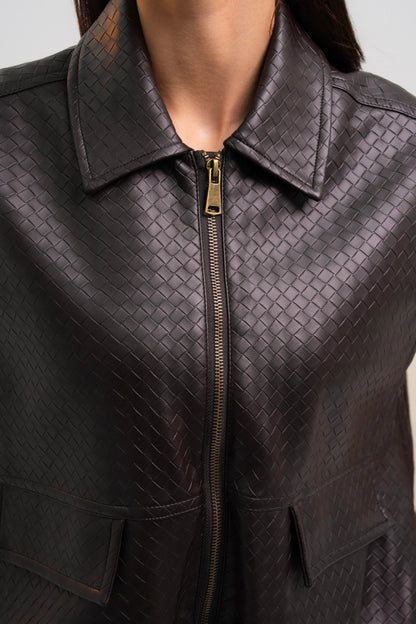GILET SIMILICUIR TRESSE CAPUCINE