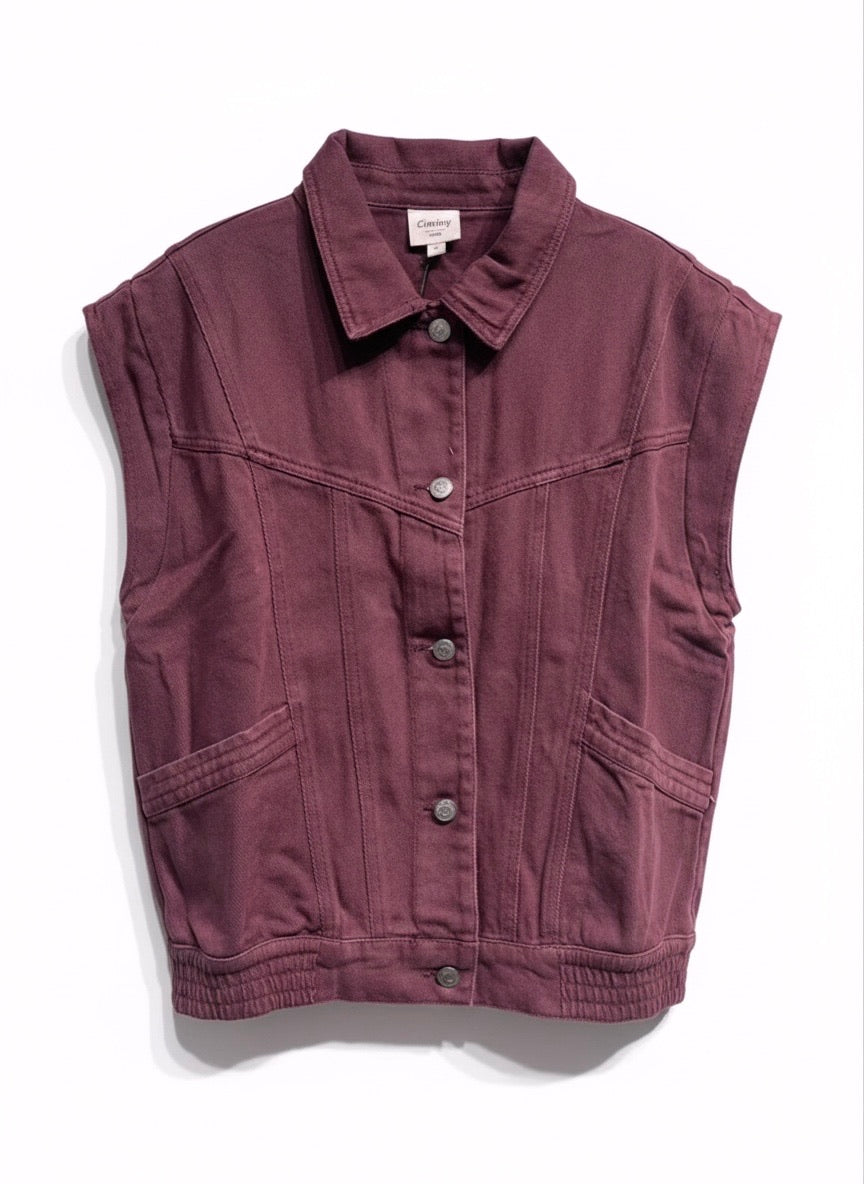 GILET DENIM COLORÉ CLARENCE