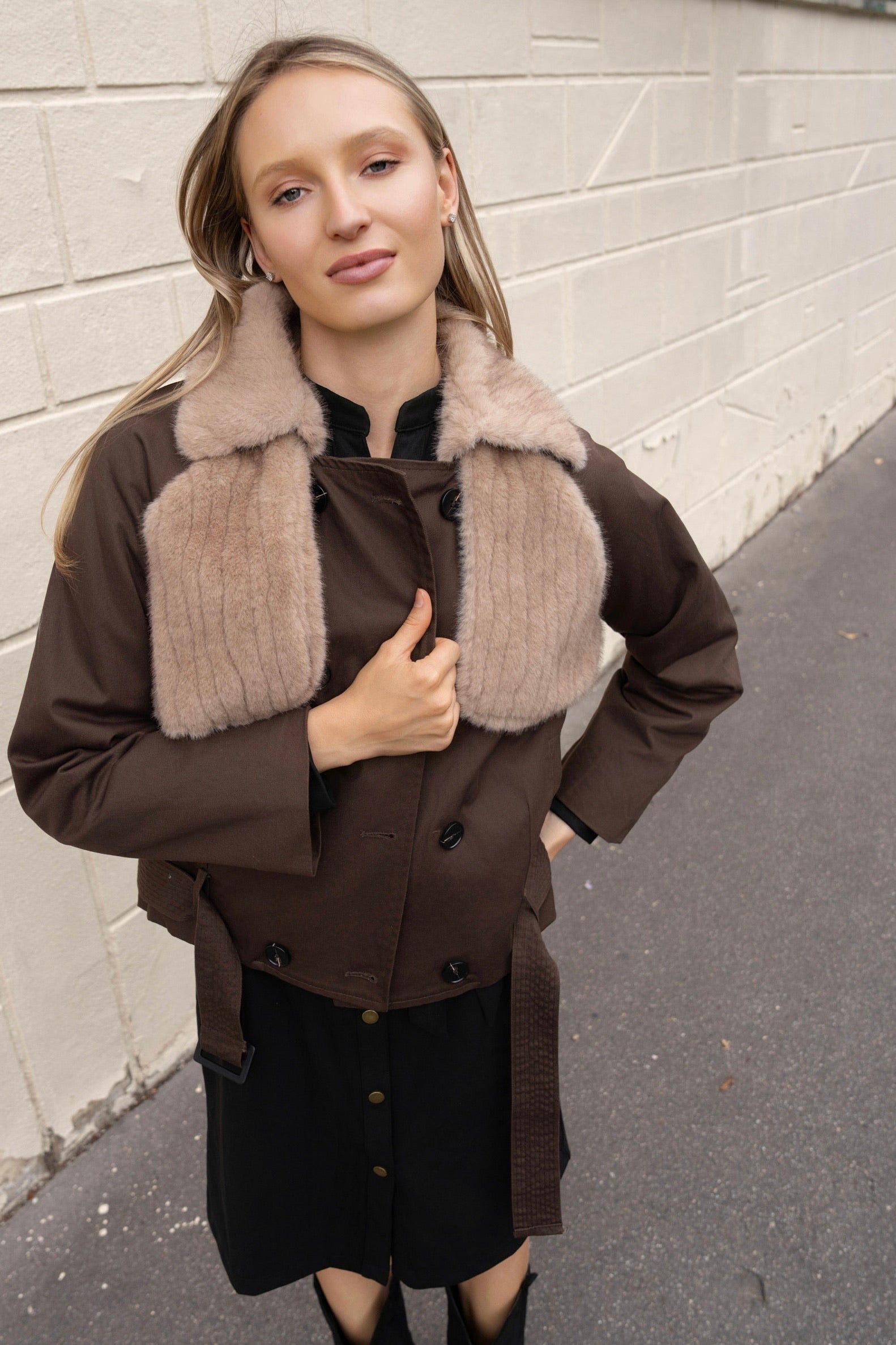 BLOUSON BI-MATIERE COTON FOURRÉ NAÏA
