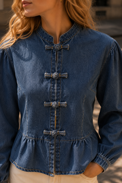 CHEMISE DENIM BOUTONS CHINOIS JISO