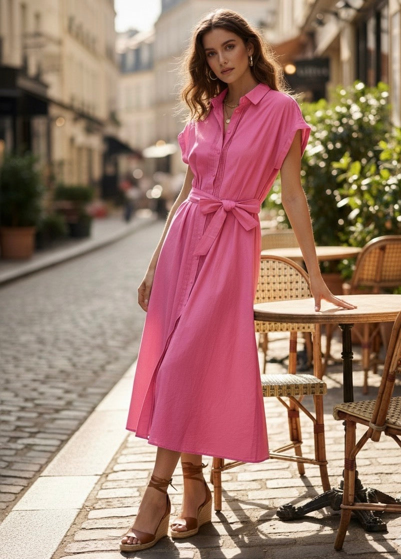 ROBE COTON ARIANA - FUCHSIA