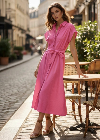 ROBE COTON ARIANA - FUCHSIA