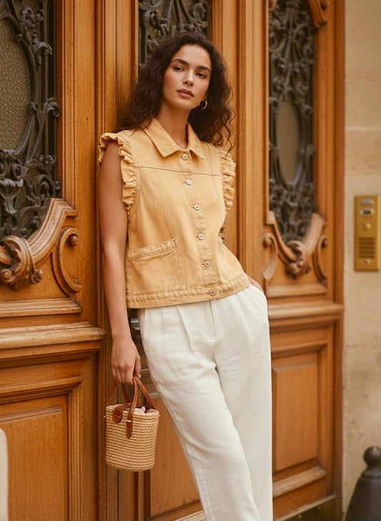 GILET JEAN COLORÉ ZARINA - ORANGE