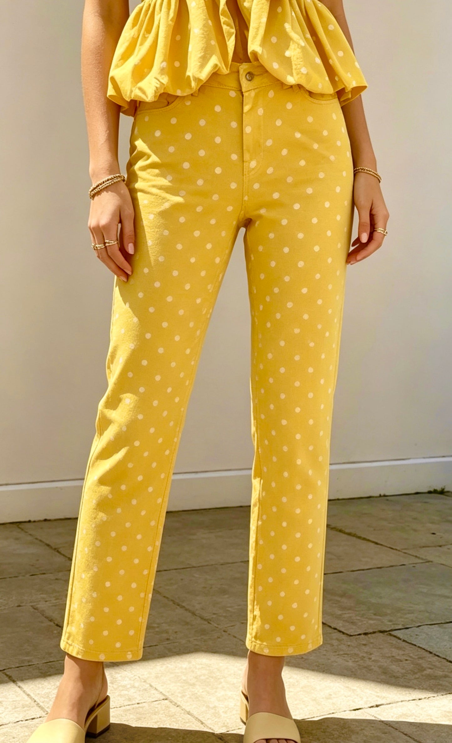 PANTALON COTON PETITS POIS LIDIE