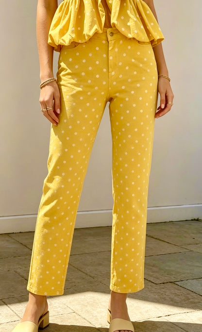 PANTALON COTON PETITS POIS LIDIE