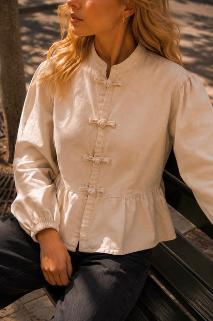 CHEMISE DENIM BOUTONS CHINOIS JISO