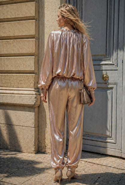 ENSEMBLE GILET PANTALON SATIN GIGI
