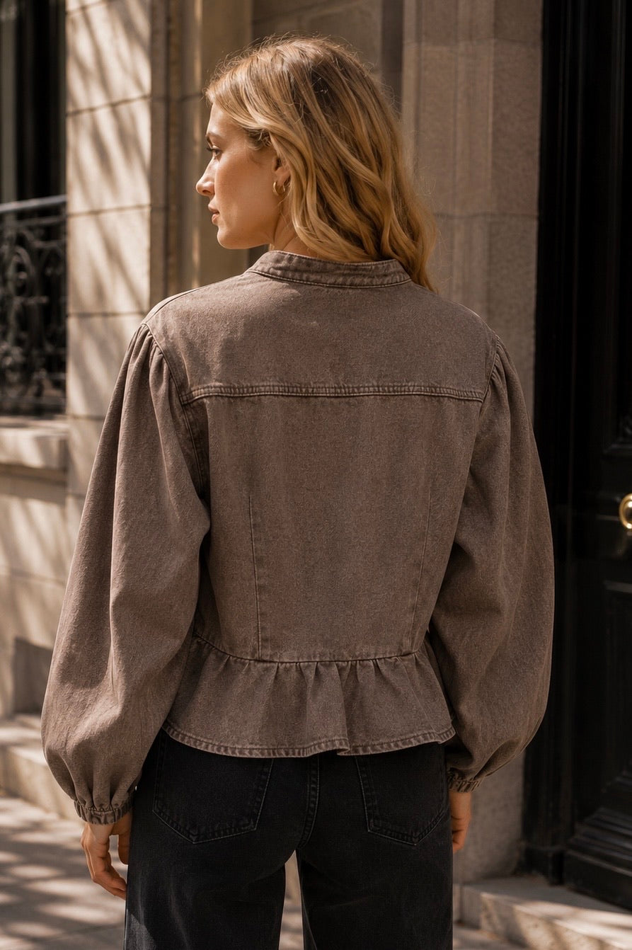 CHEMISE DENIM BOUTONS CHINOIS JISO