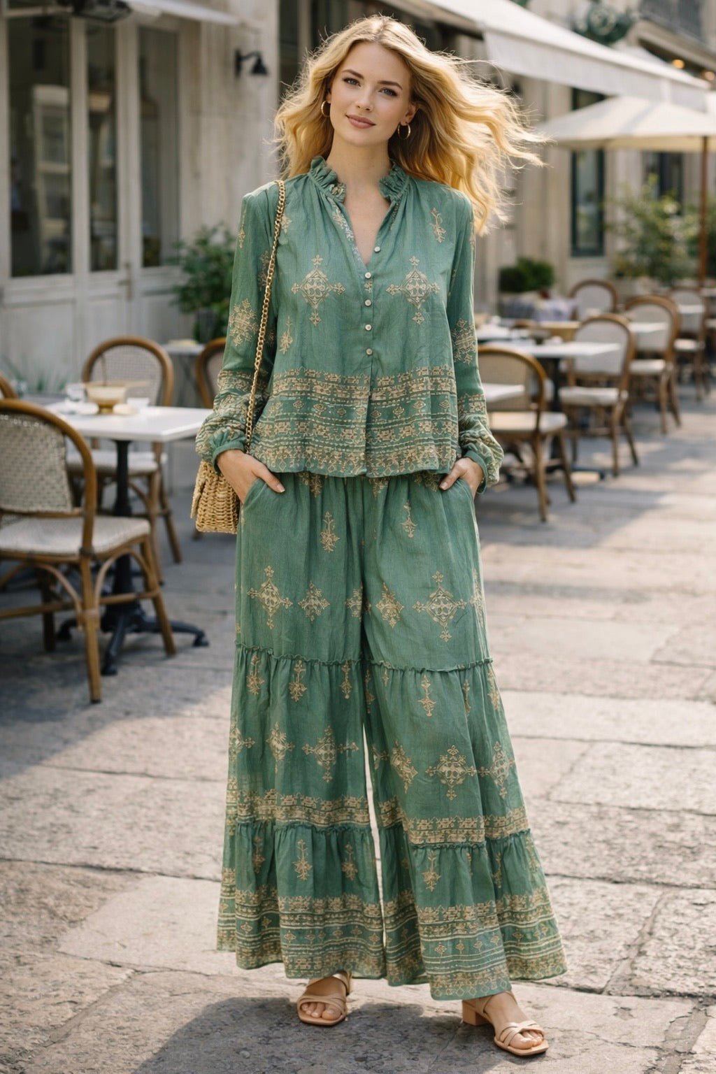 ENSEMBLE BLOUSE ET PANTALON BRODÉ LESLY