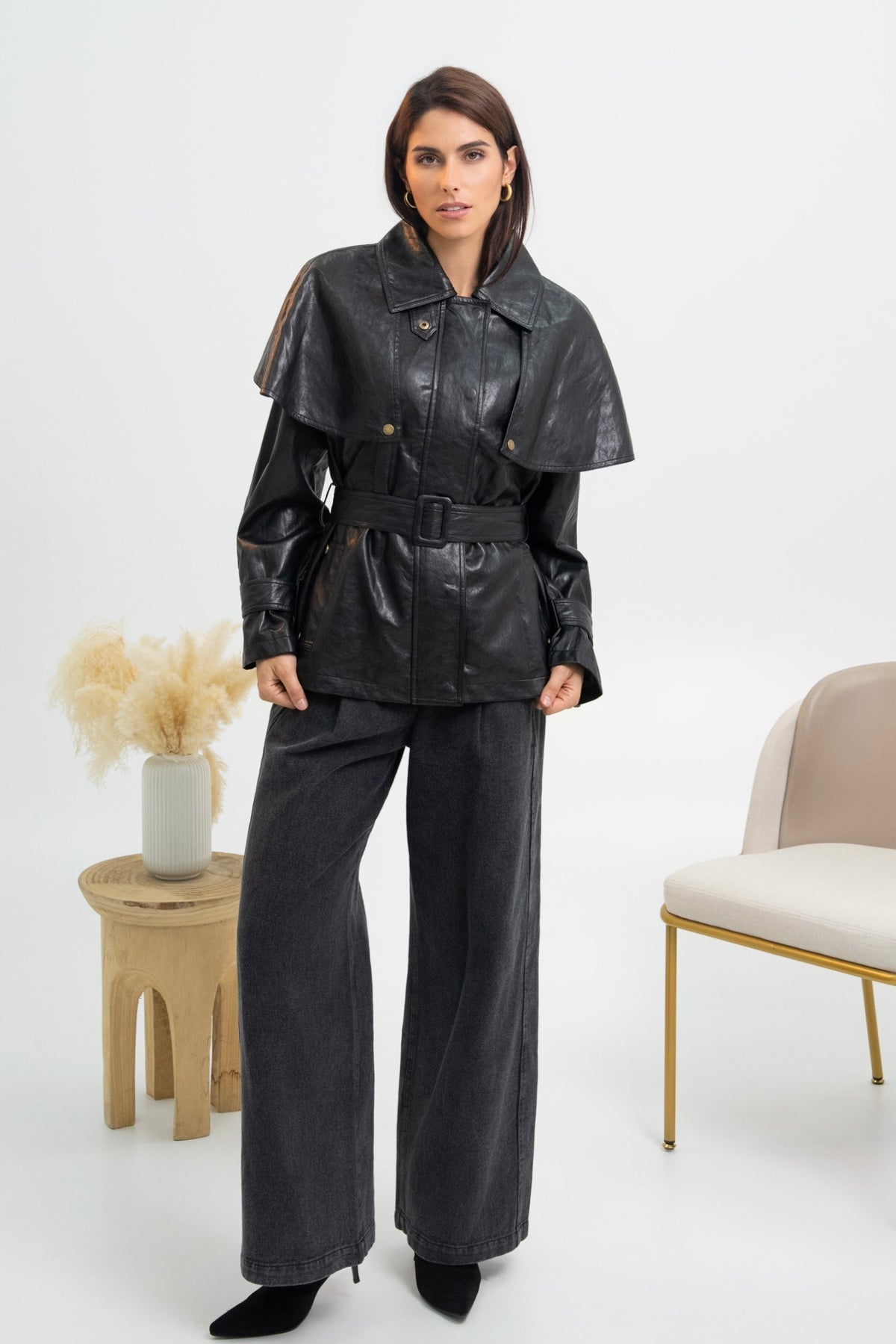 VESTE CAPE SIMILICUIR DIANA