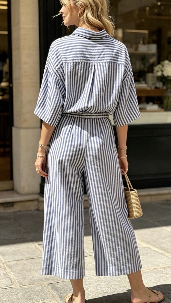PANTALON COTON RAYÉ IDA