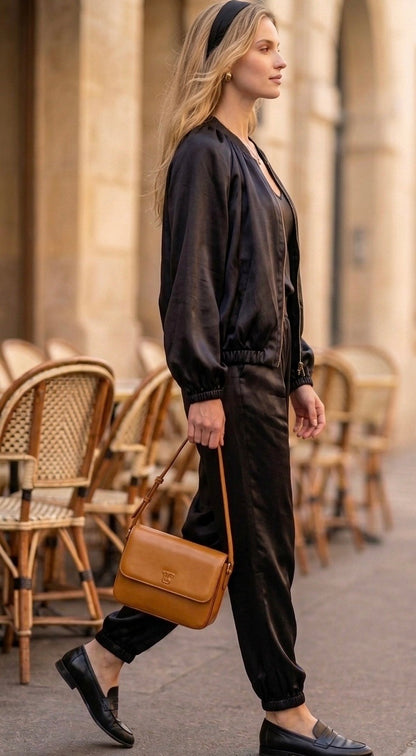 ENSEMBLE GILET PANTALON SATIN GIGI