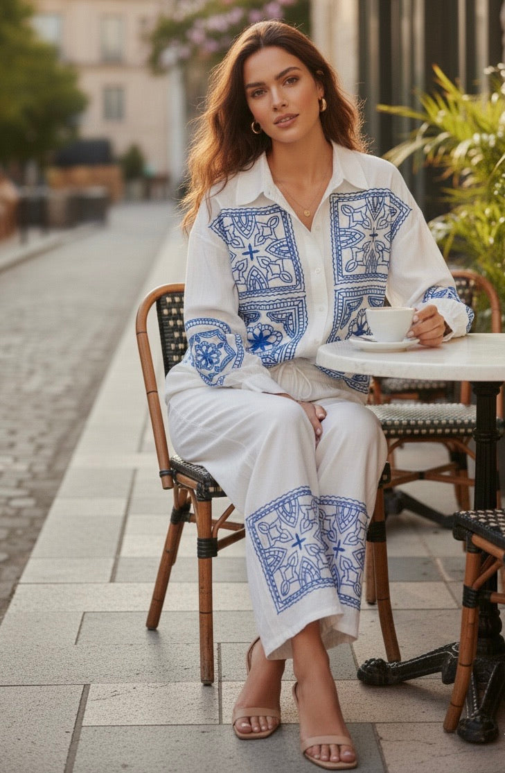 ENSEMBLES CHEMISE+PANTALON BRODÉE ANÉA