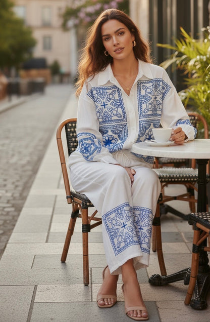 ENSEMBLES CHEMISE+PANTALON BRODÉE ANÉA