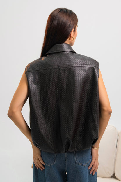 GILET SIMILICUIR TRESSE CAPUCINE