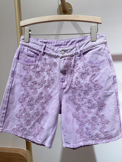 SHORT JEAN BRODÉ LILLA