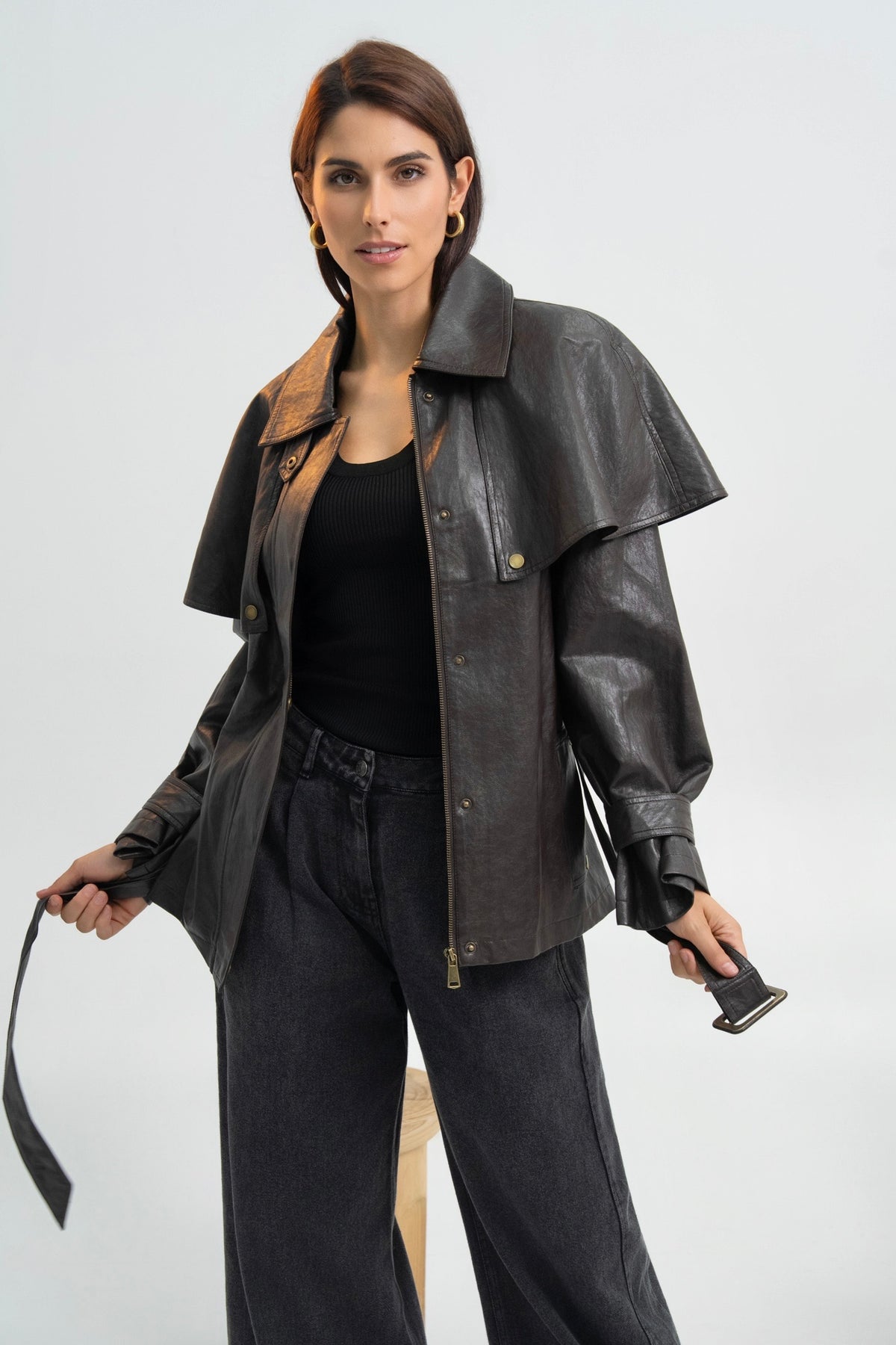 VESTE CAPE SIMILICUIR DIANA