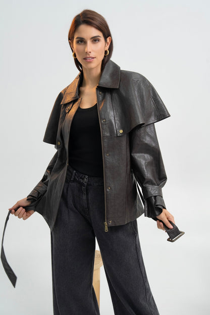VESTE CAPE SIMILICUIR DIANA