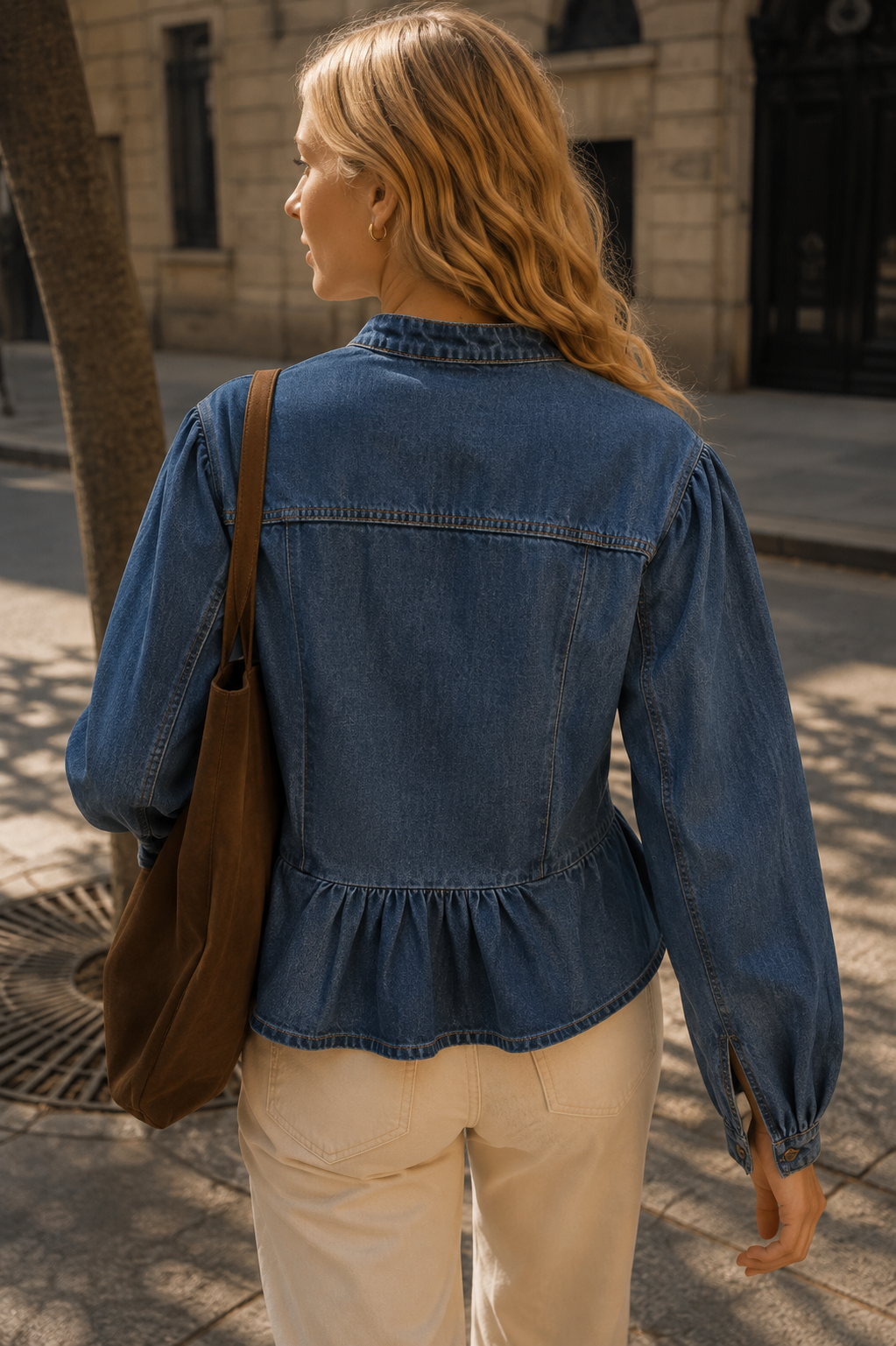 CHEMISE DENIM BOUTONS CHINOIS JISO