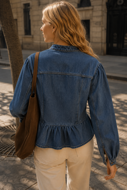 CHEMISE DENIM BOUTONS CHINOIS JISO
