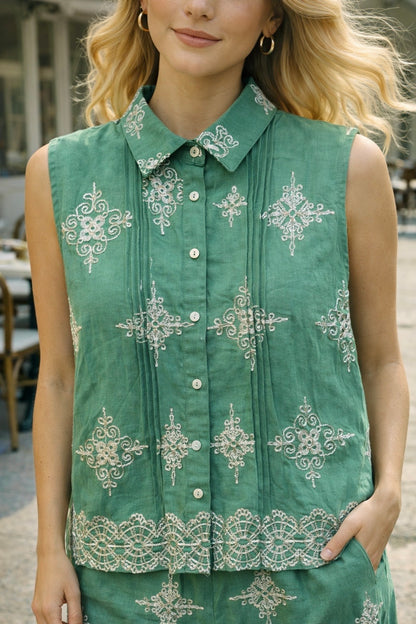 ENSEMBLE TOP ET PANTALON BRODÉ CHLOÉ