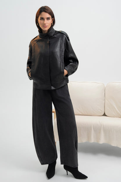 VESTE SIMILICUIR OVERSIZE AMÉLIE