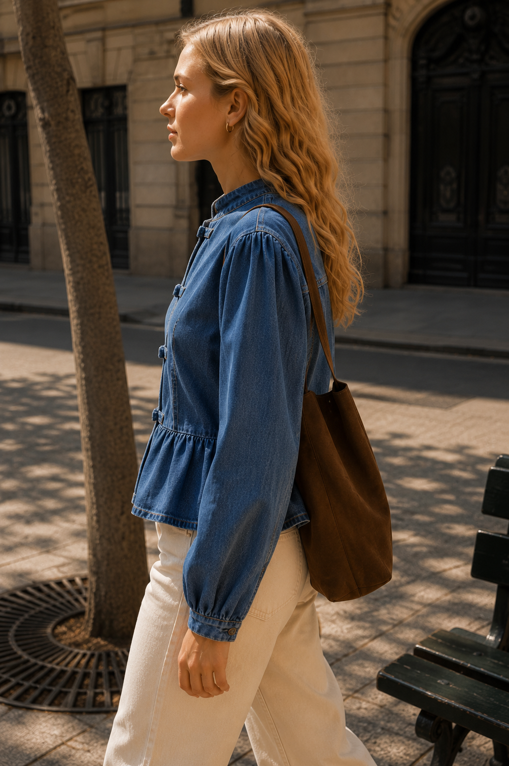 CHEMISE DENIM BOUTONS CHINOIS JISO