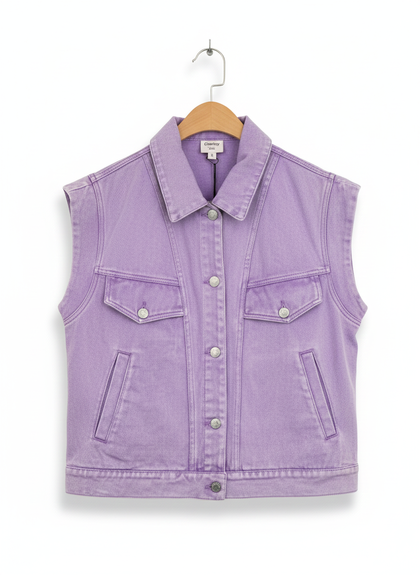 GILET JEAN COLORÉ OPALINE
