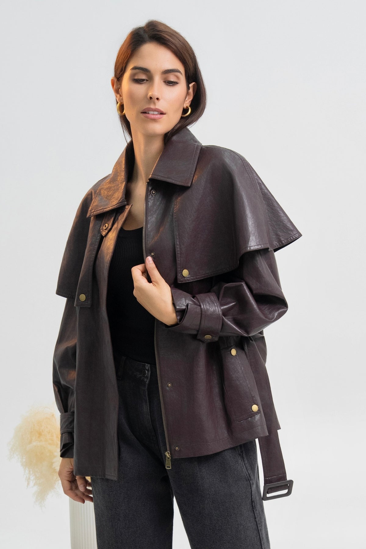 VESTE CAPE SIMILICUIR DIANA