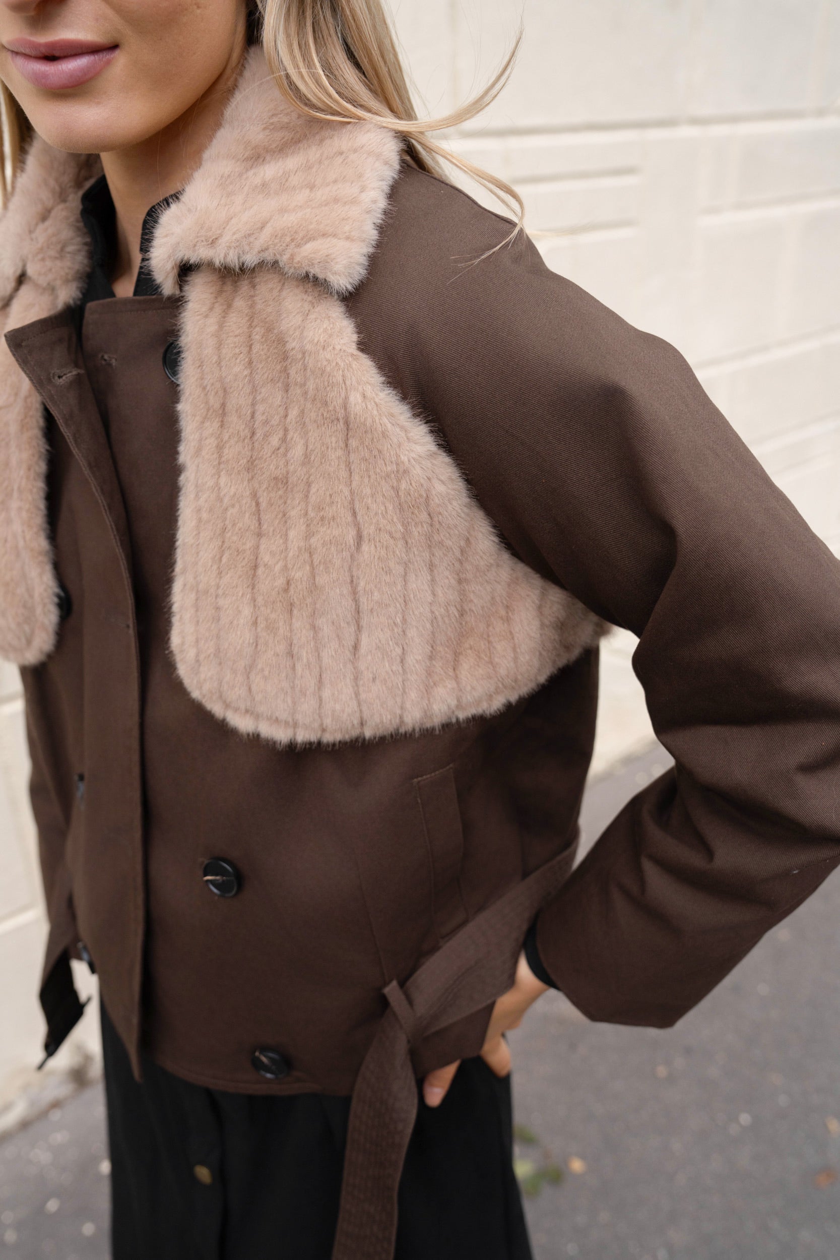 BLOUSON BI-MATIERE COTON FOURRÉ NAÏA